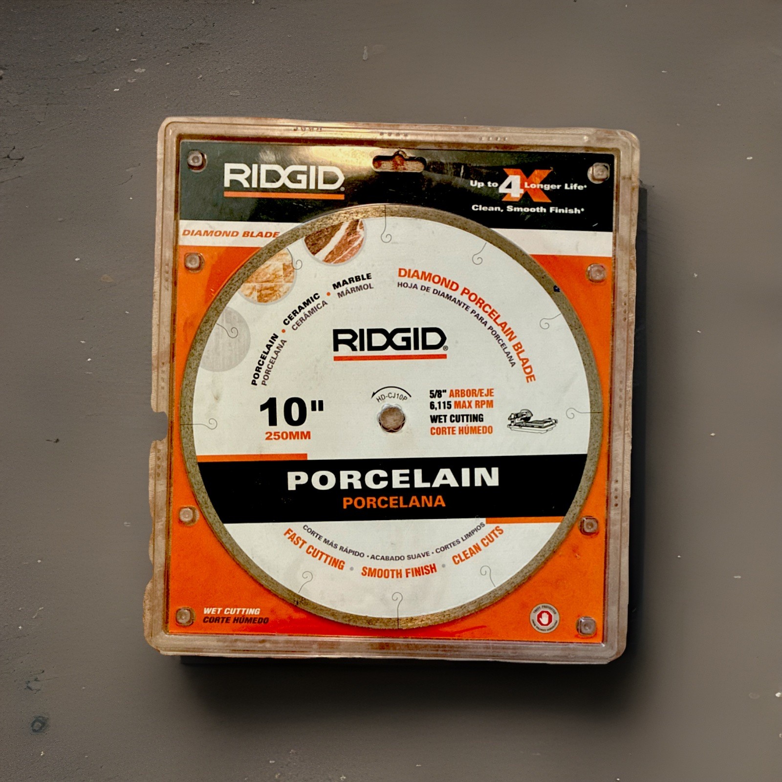 RIDGID Diamond Saw Blade 10in HD-CJ10P for Porcelain Ceramic Marble Cutting