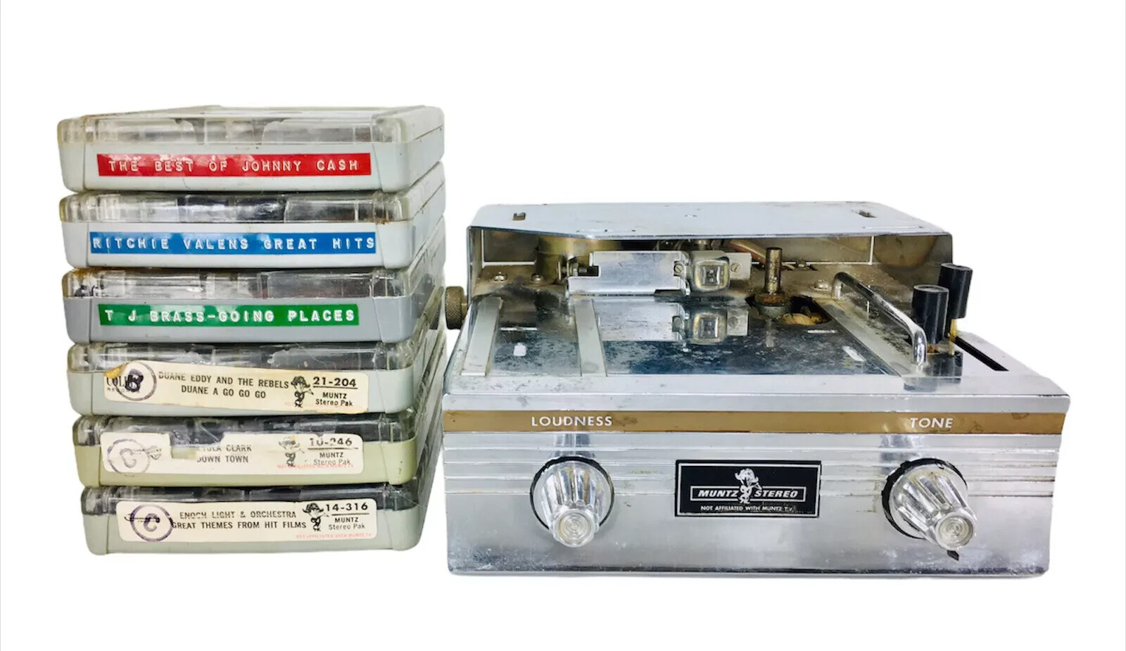 VTG MCM 60s Muntz Car Stereo 4 Track Player Free (6) 4 Track Tape Cassettes Lot