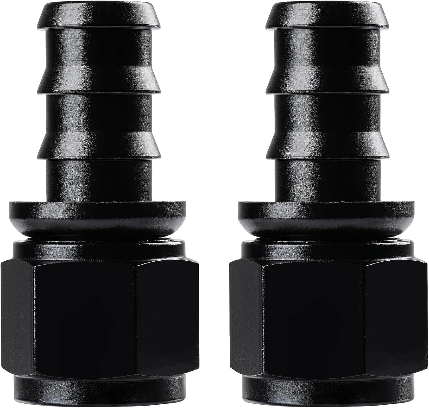 12AN Straight Push Lock Hose Fitting End Black 2PCS