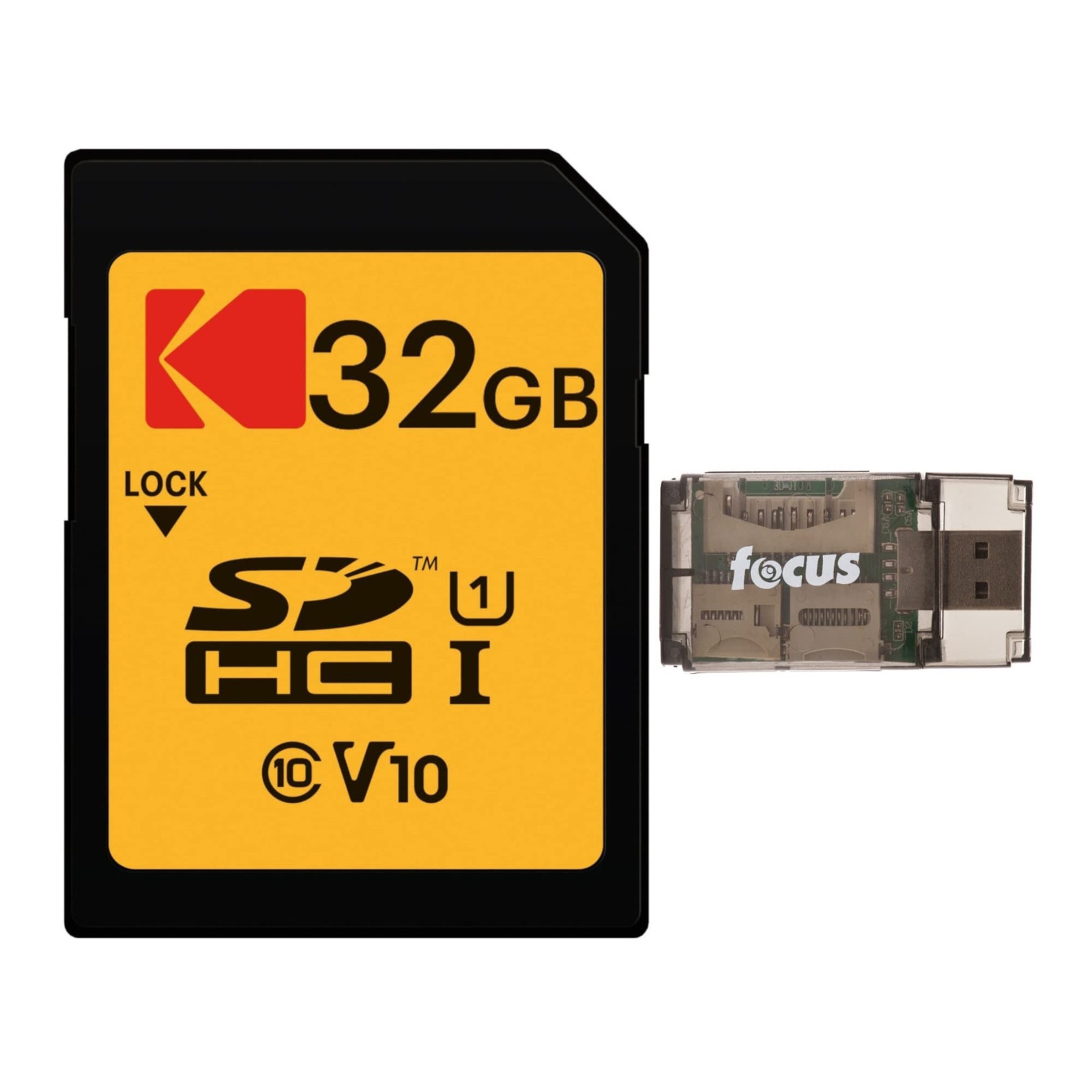 Kodak 32GB Class 10 UHS-I U1 SDHC Memory Card Bundle with All-in-One Black