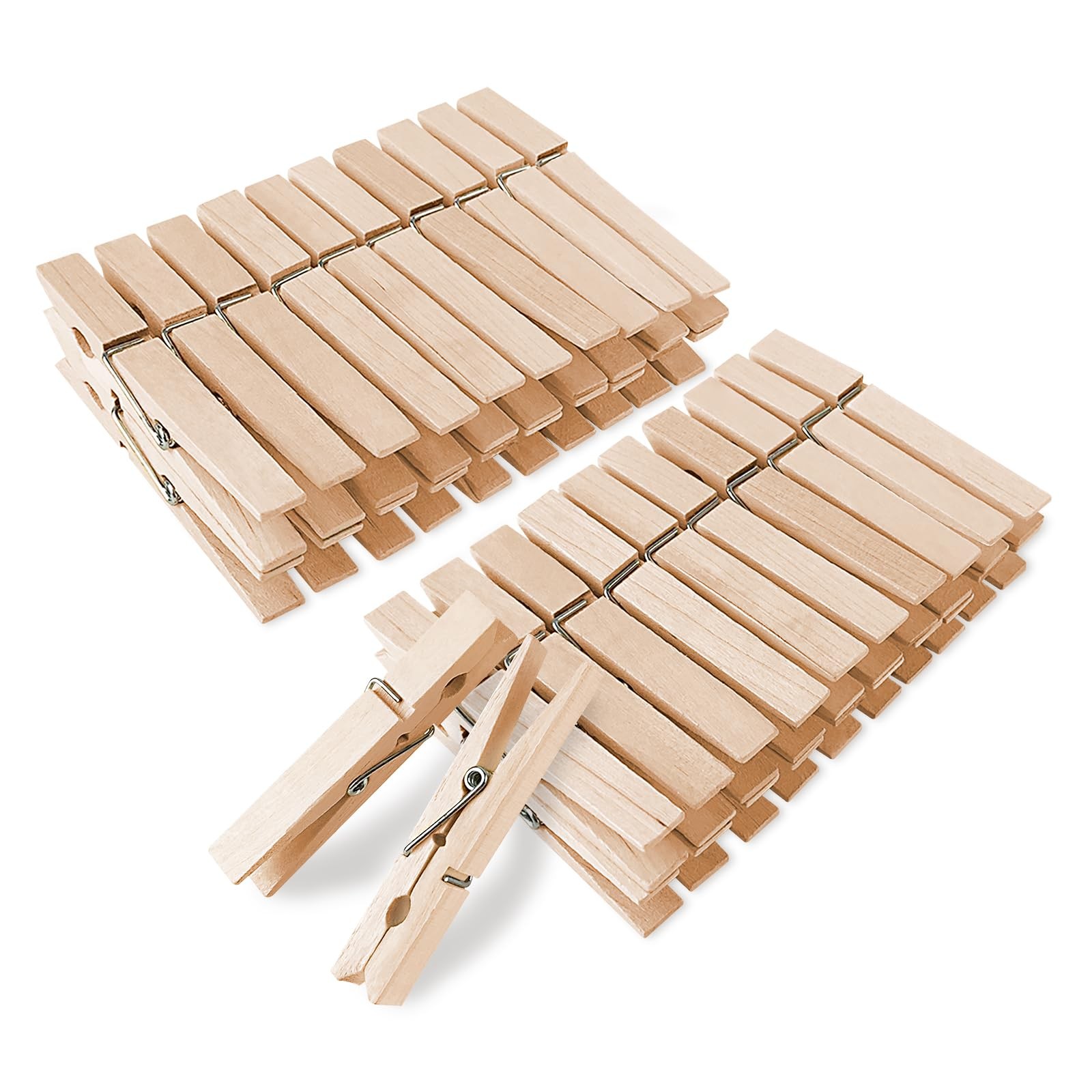 50 Pack 2.9Inch Heavy Duty Wooden Clothespins for Laundry Hanging Clothes Crafts