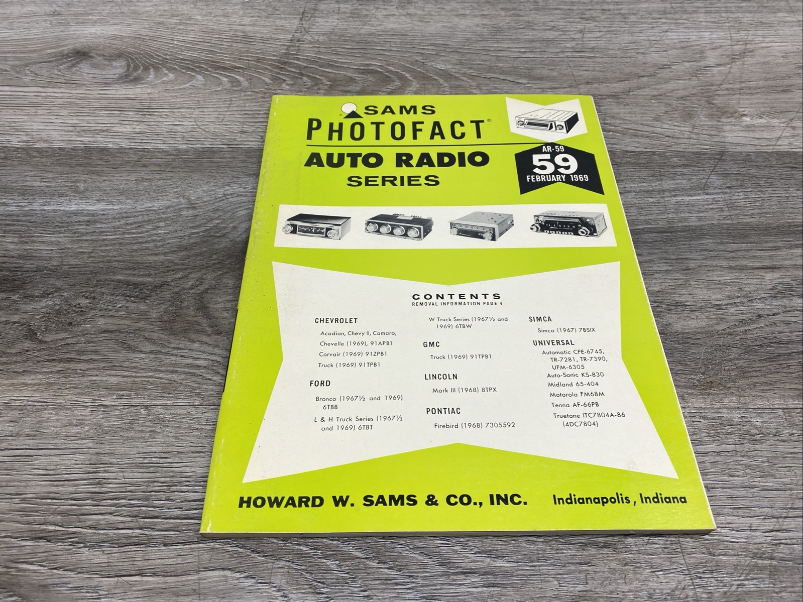 Sams Photofact Auto Radio Series Book AR 59 February 1969 Vintage Pontiac GMC