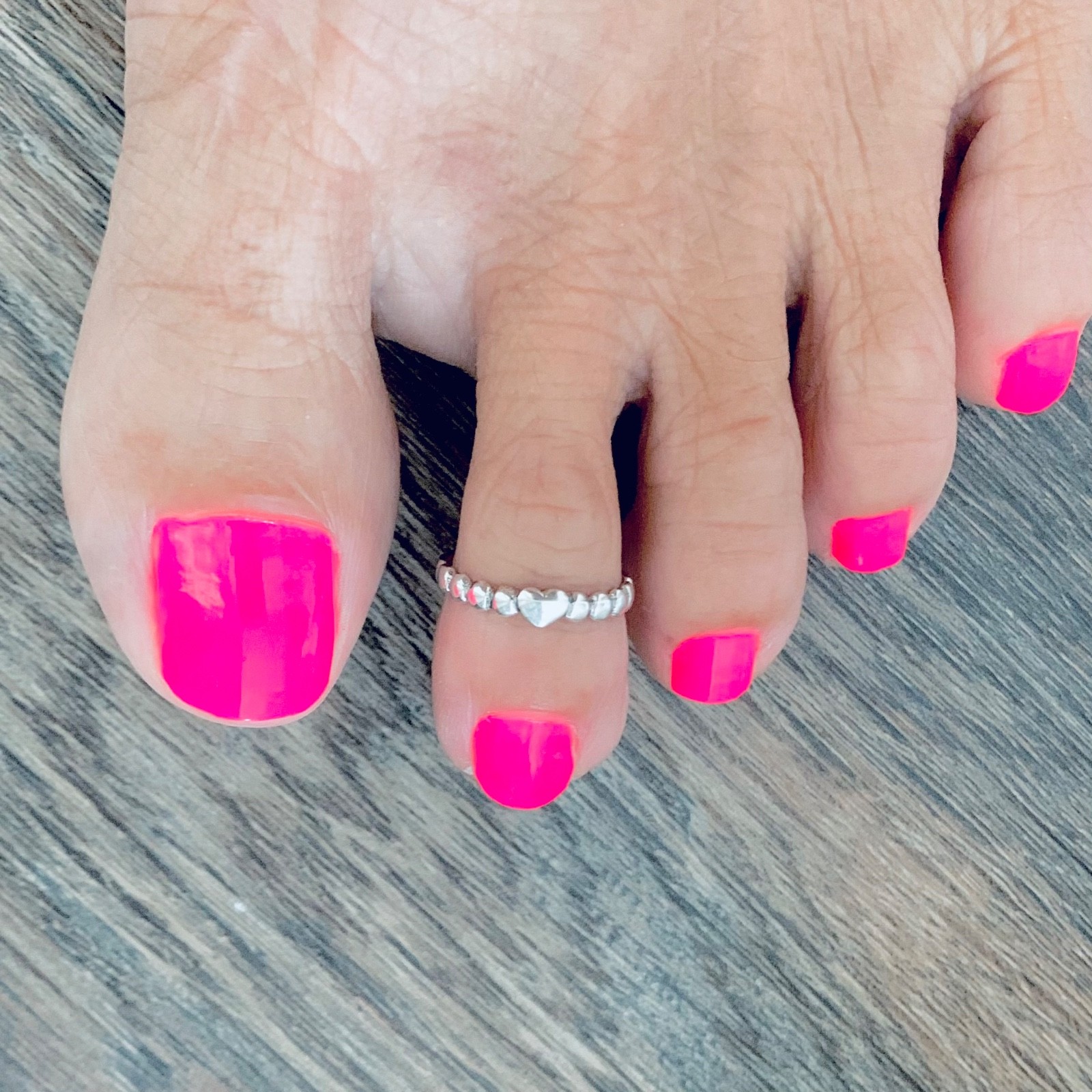Sterling Silver Heart Toe Ring with Dots, Heart Ring, Silver Ring, Silver Band