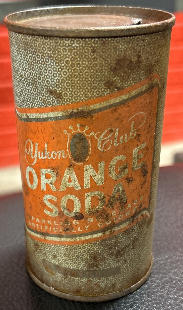 Vtg YUKON CLUB Orange Soda Sparkling Beverage 12 Oz. Flat Top Steel Empty Can
