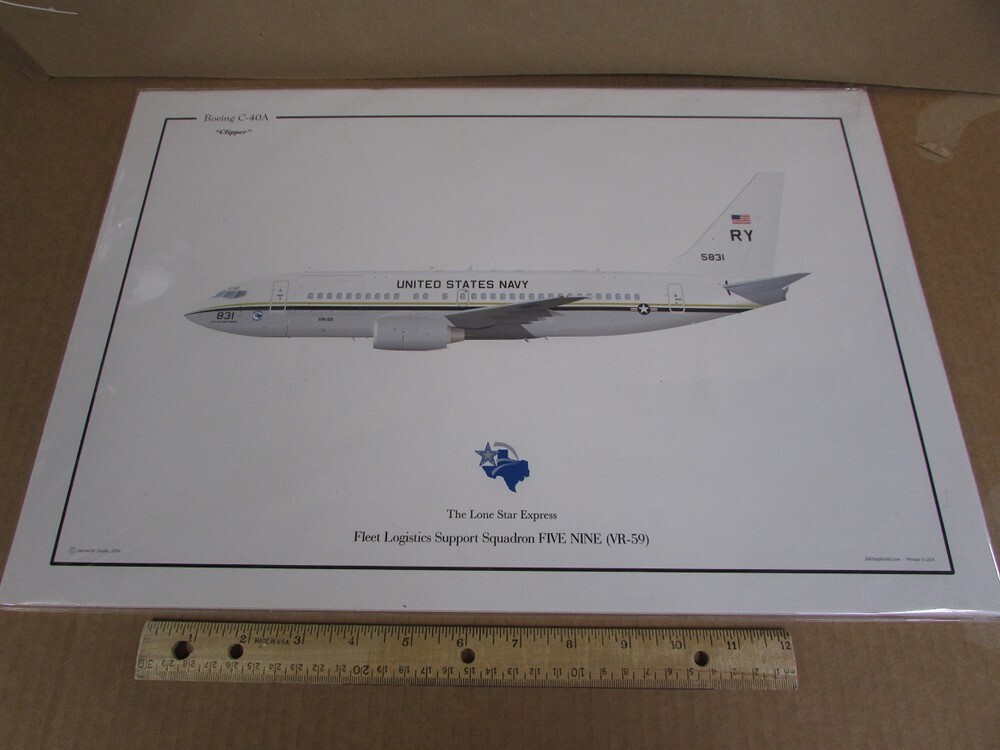 VR-59 LONE STAR EXPRESS C-40 Clipper US NAVY Squadron Aviation Art Print