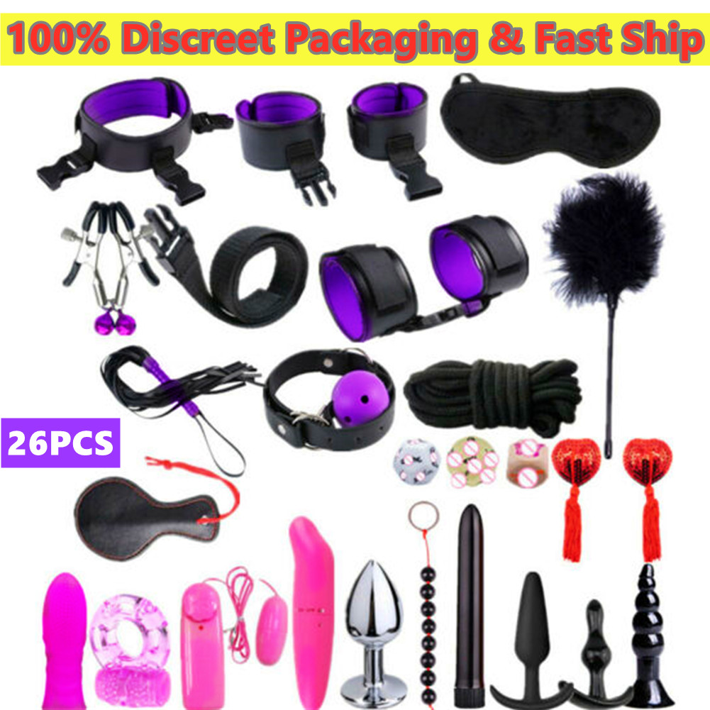 BDSM Sex Game Bondage Gear Anal Plug Handcuffs Whip Gag Kit Sex Toys for Couples