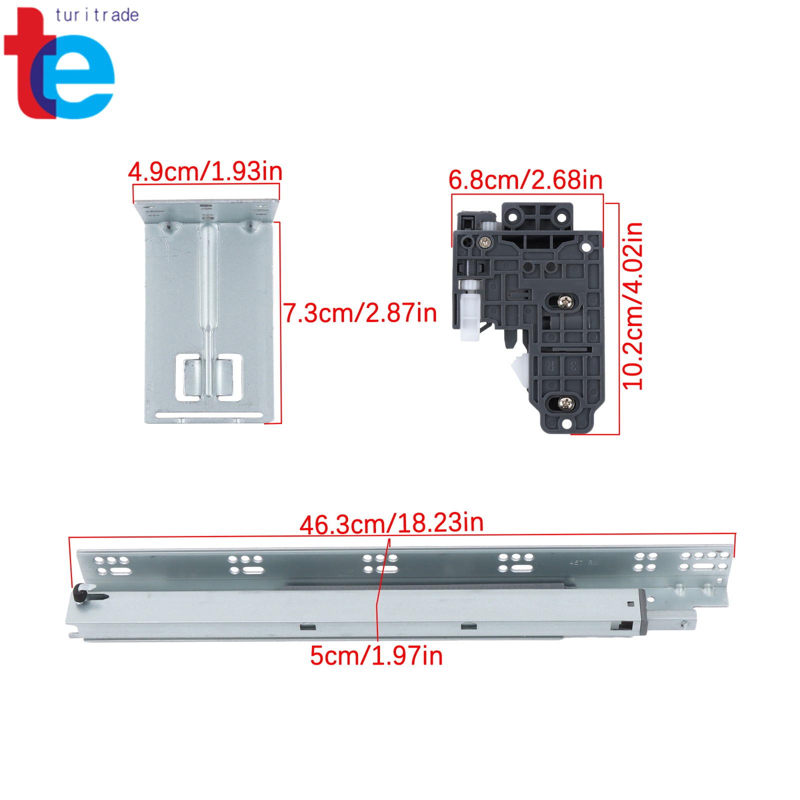 Concealed Undermount Drawer Runners 18" Soft Close with Mounting Screws