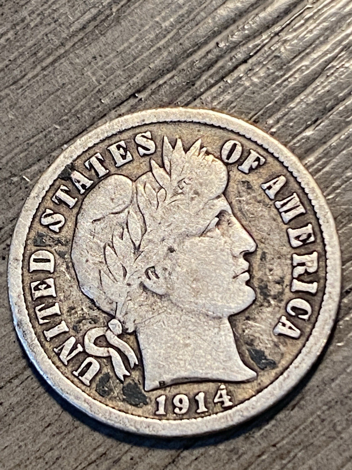 1914 - D   BARBER DIME   VF DETAILS   BETTER DATE