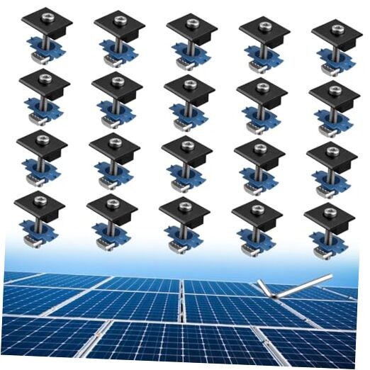 20pcs Solar Panels Mid Clamps for Unistrut, Aluminium 30mm/35mm Solar Panel