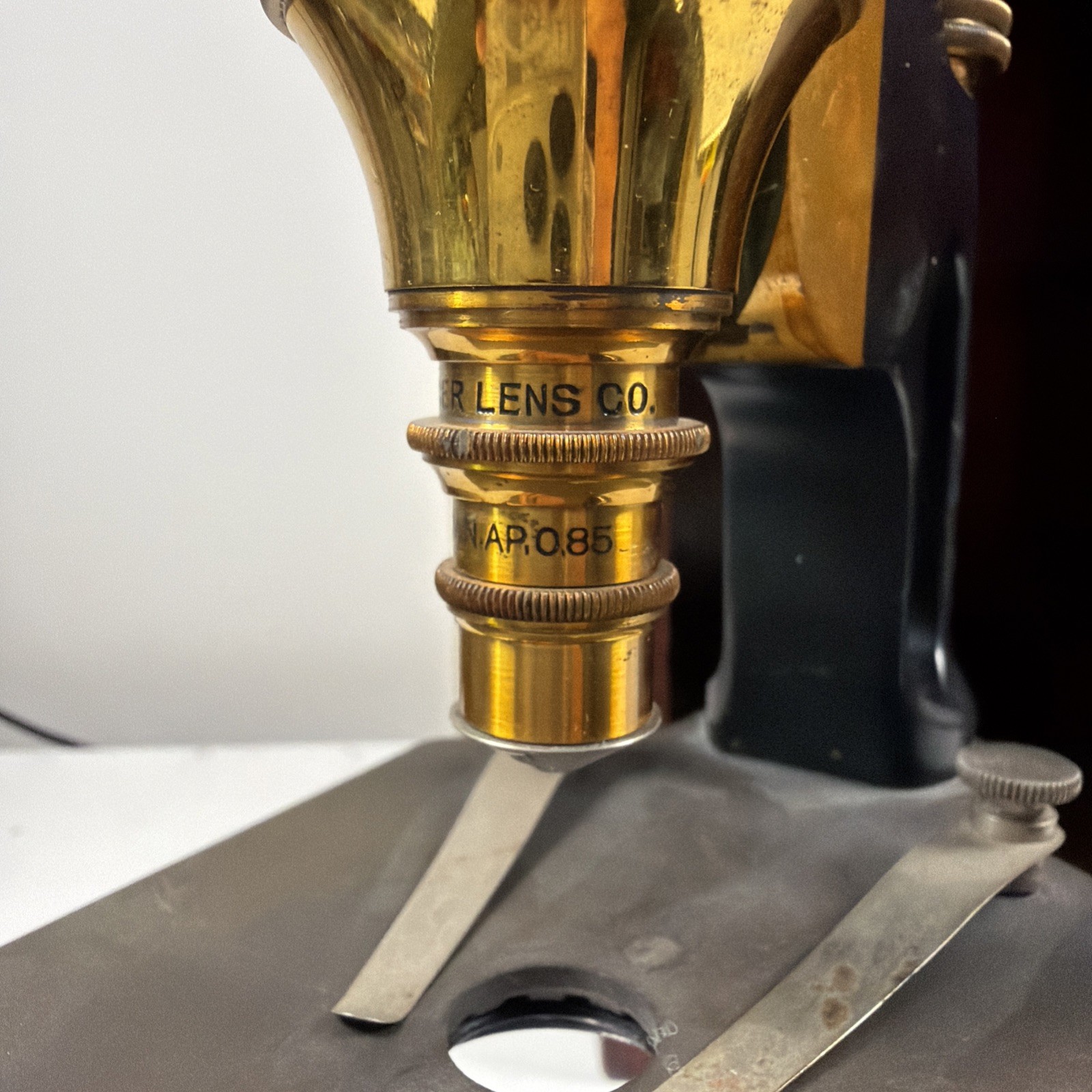 Antique Bausch & Lomb Cast Iron & Brass Scientific Laboratory Microscope