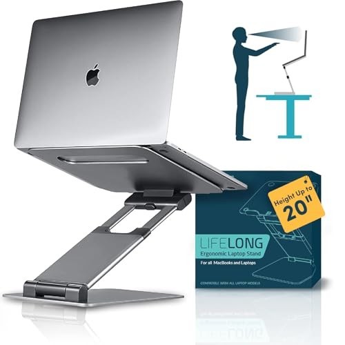 Adjustable Laptop Stand Extra Tall 20 Inch Riser Aluminum Foldable Portable