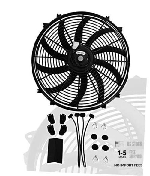 16" inch Universal Slim Fan Push Pull Electric Radiator Cooling 16 Inch Black