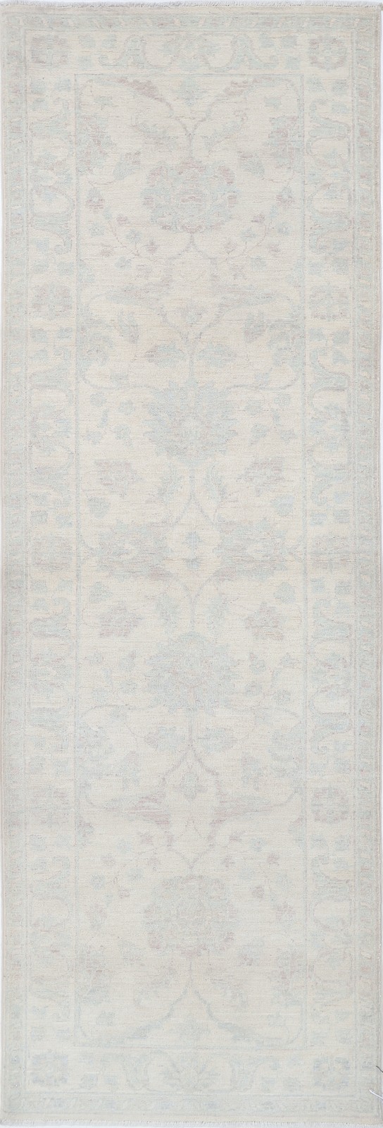 2.6x8 ft Handknotted Runner Rug. Kitchen Rug. Beige Hallway Rug. Corridor Rug