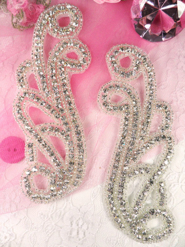 JB13 Crystal Beaded Mirror Pair Rhinestone Appliques
