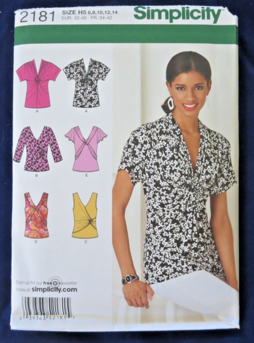SIMPLICITY PATTERN 2181 KNIT  TOPS   MISSES SIZES  6 8 10 12 14 UNCUT FF