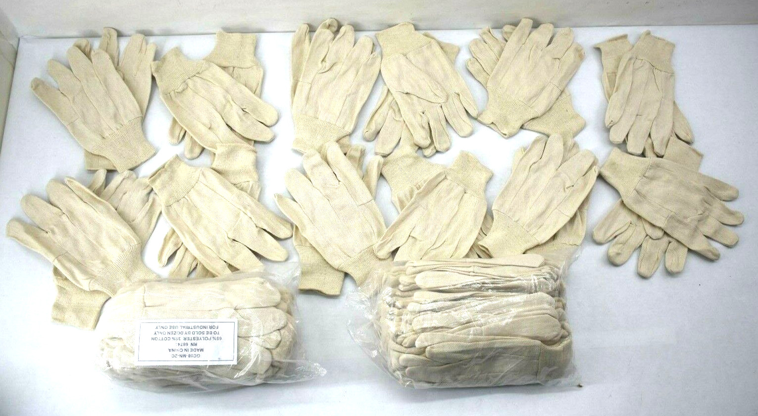 36 Pair 65% Polyester 35% Cotton Multipurpose Industrial Worker Gloves Bulk