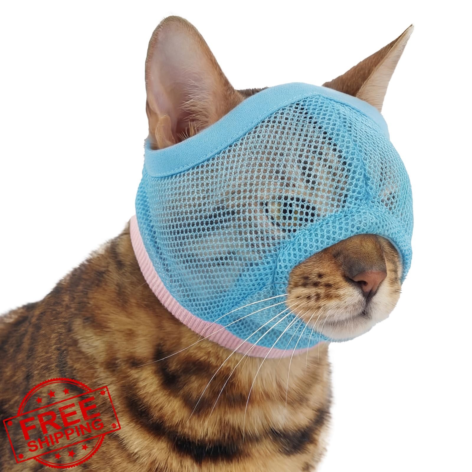 PURRLIA 2pk Visible Breathable Cat Muzzle Grooming Anti-Bite Adjustable