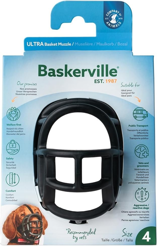 Ultra Dog Muzzle- Black Size 4 Perfect Medium Dogs Prevents Chewing & Biting
