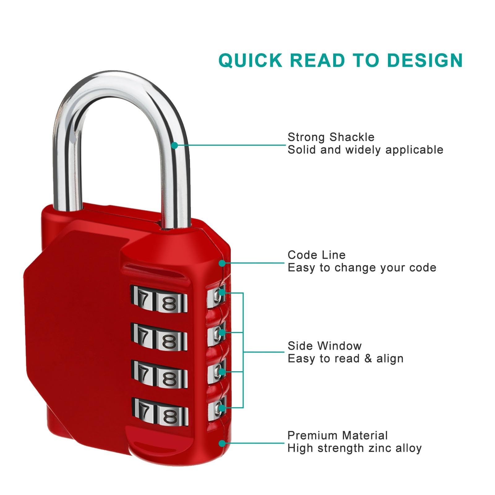 4 Digit Combination Padlock 2 Pack - Waterproof Gym & School Locker Lock - Silve