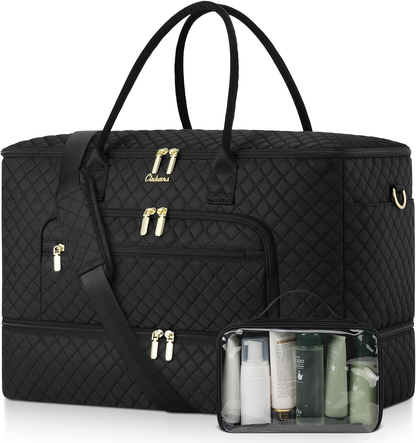 Travel Duffle Bag, Wide Open Large Weekender Bag for Women with Shoe Compartment