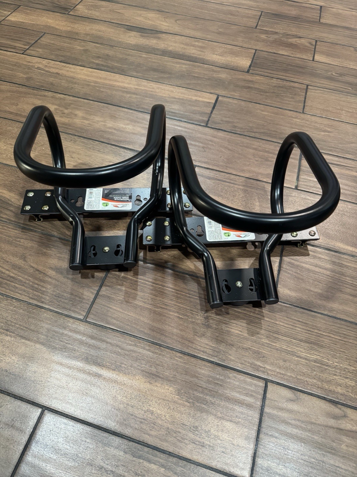 CargoSmart Motorcycle Wheel Chocks Connects to X-Track fits up to 7" Wide Tires