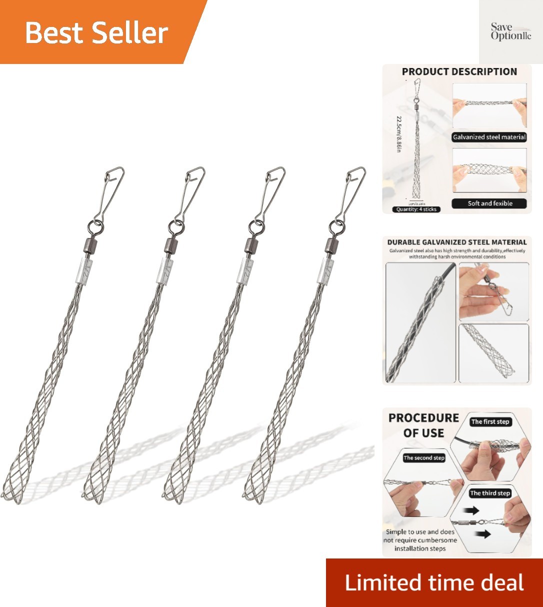 4PCS 1/2 in Wire Pulling Grip for Electrical Pulling Grips Wire Puller Tool f...