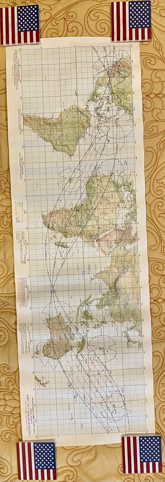 1968 Apollo 8 Mission Earth Orbit Chart Set 1st Edition, Sheets 1-3