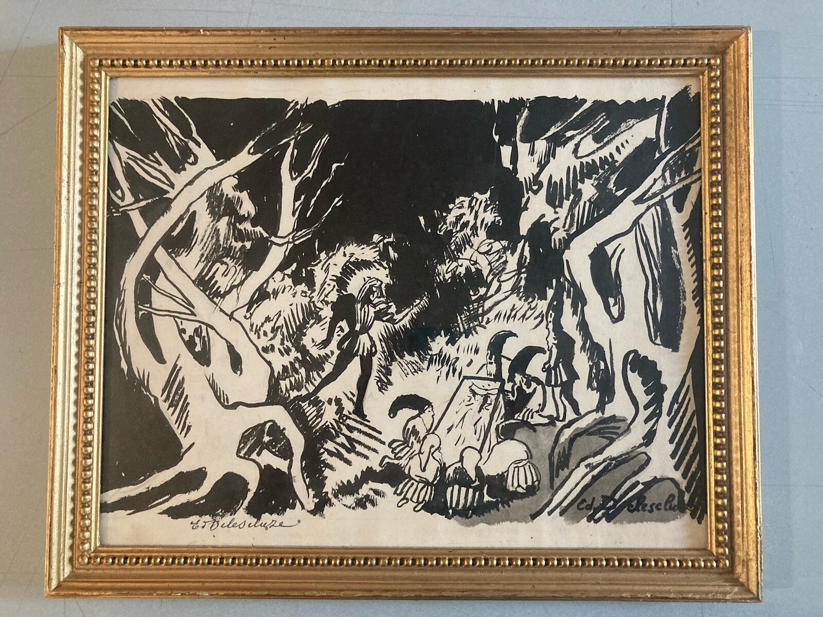 Very Nice Drawings White Snow And the Seven Dwarf Ink Delescluze Edmond 1950