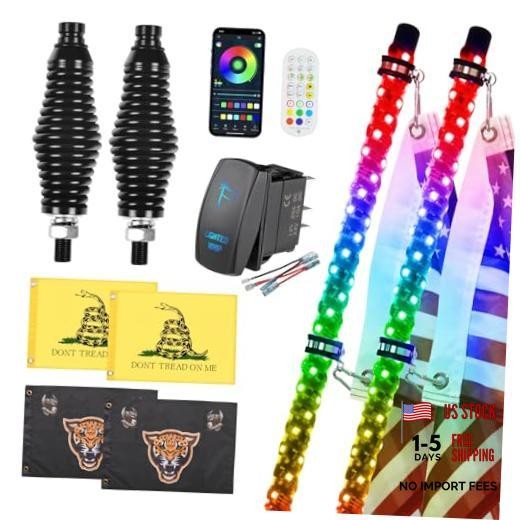 2 Pack 4FT Whip Lights with Spring Base,LED Whip Light with 4FT / (Pack of 2)