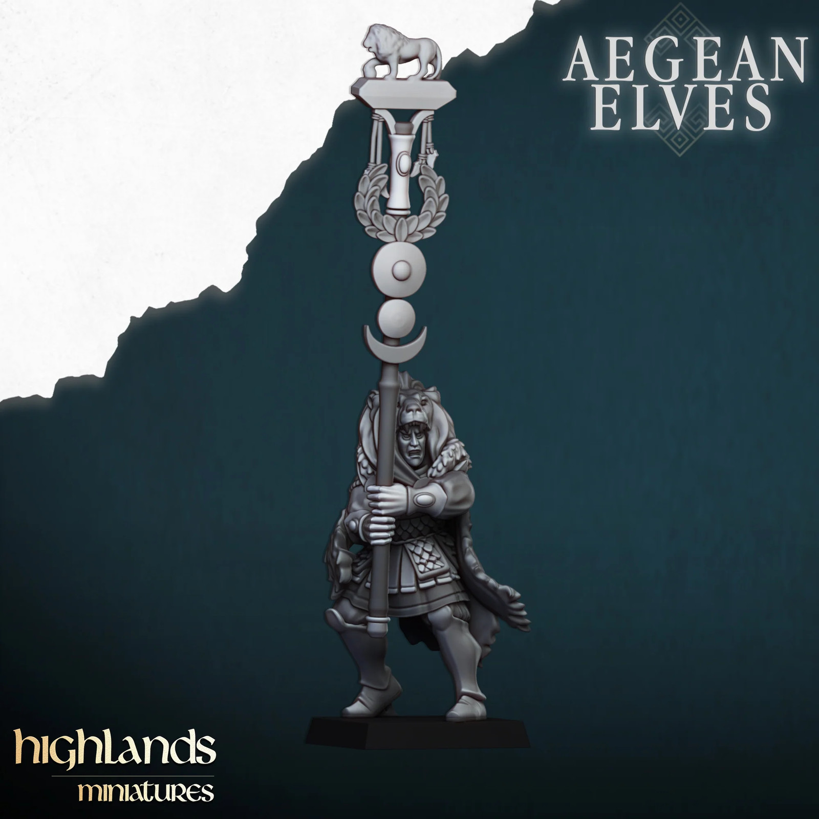 Aegean Elves Nemean Lions Command Group (Set of 3) - 28-32mm Resin Tabletop