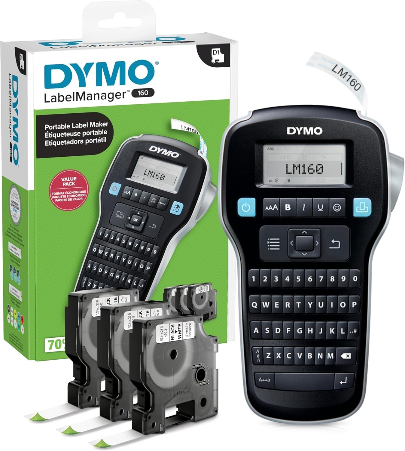 Versatile LabelMaker 160: Simplify Organization with QWERTY & 3 Label Cassettes