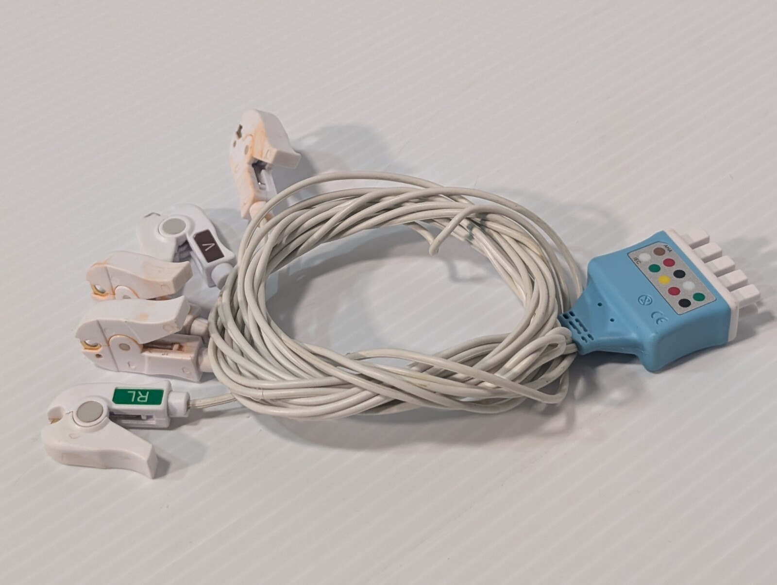GE Marquette Compatible LQ590DP0 5 Lead Clip Style ECG Leadwires, 10 PIN End