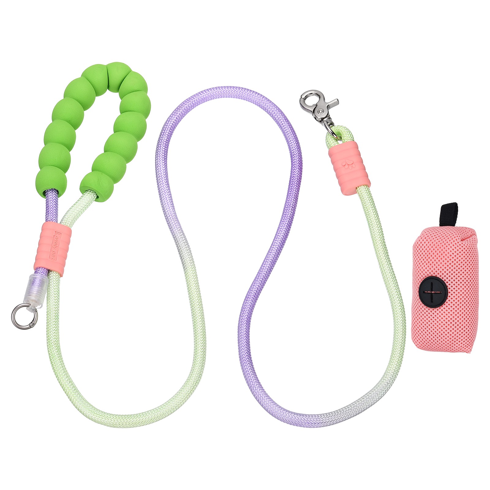 6.6ft / 2m Dog Training Leash Hand Free Dog Leash with Pink Bag, Blue Pink