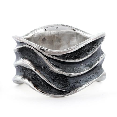 925 Sterling Silver Abstract Wave Ring