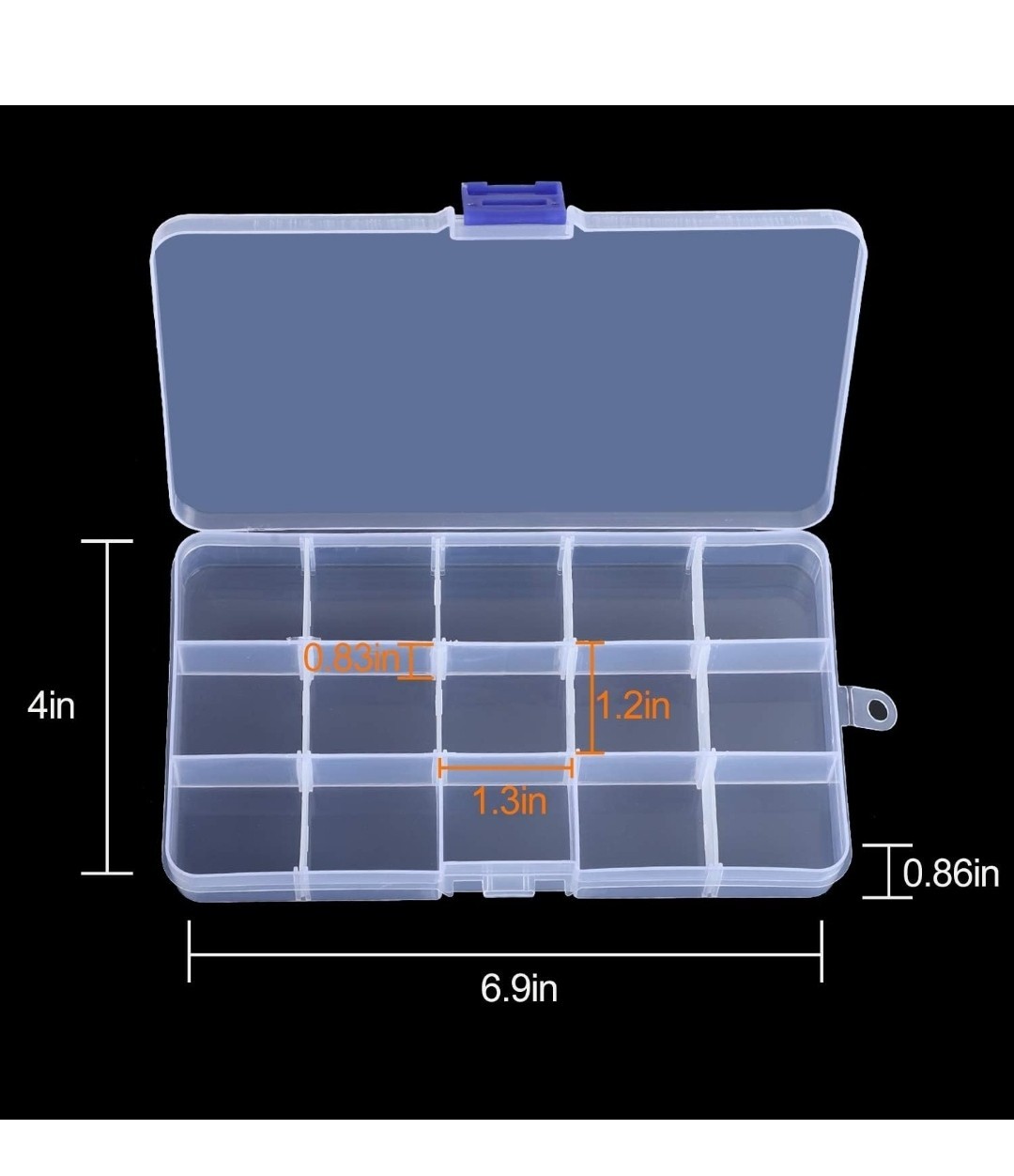 10 Pack 15 Grids Plastic Bead Organizer Containers Storage, Adjustable Dividers