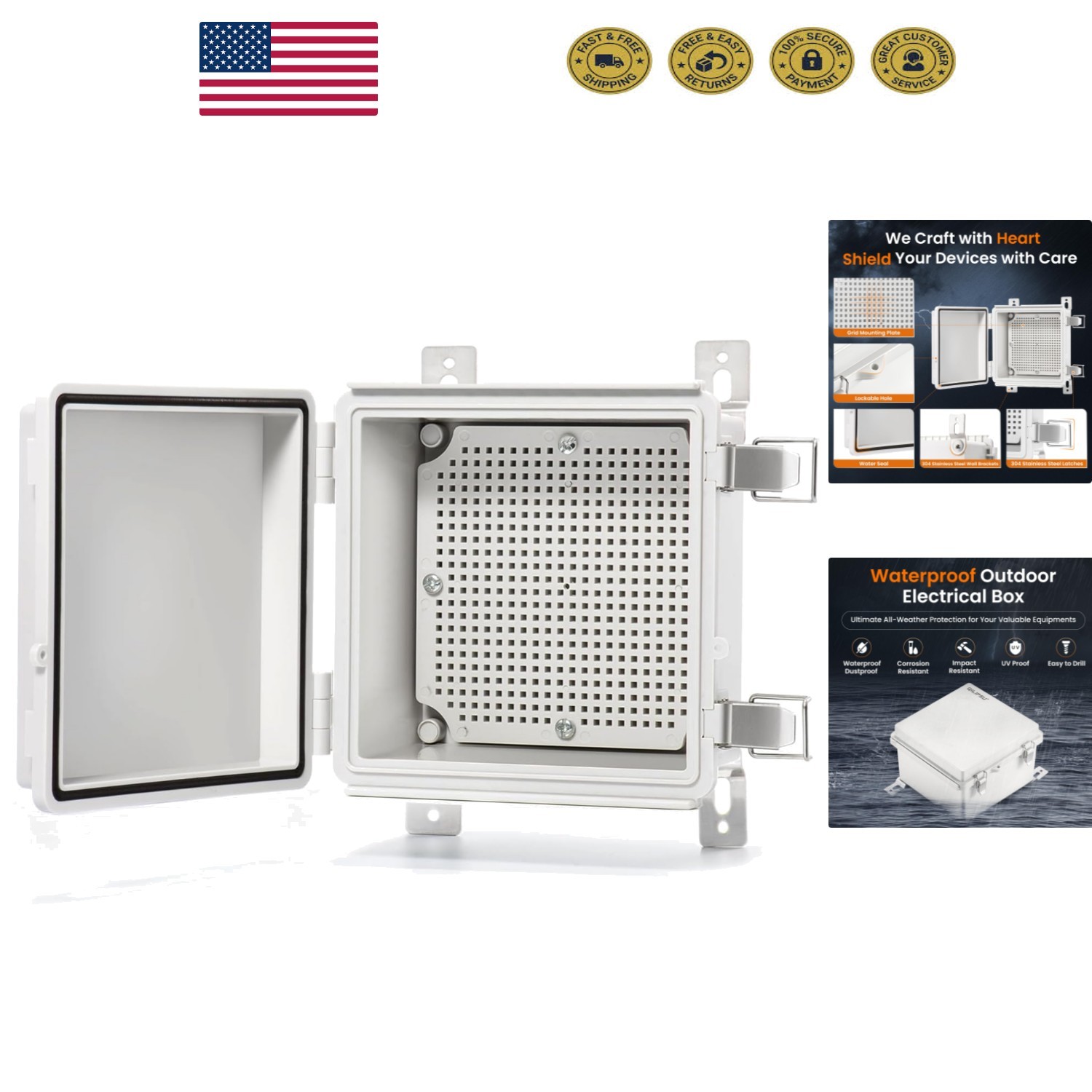 Compact  Waterproof Junction Box - Ideal for Outdoor Applications 5.9"x5.9"