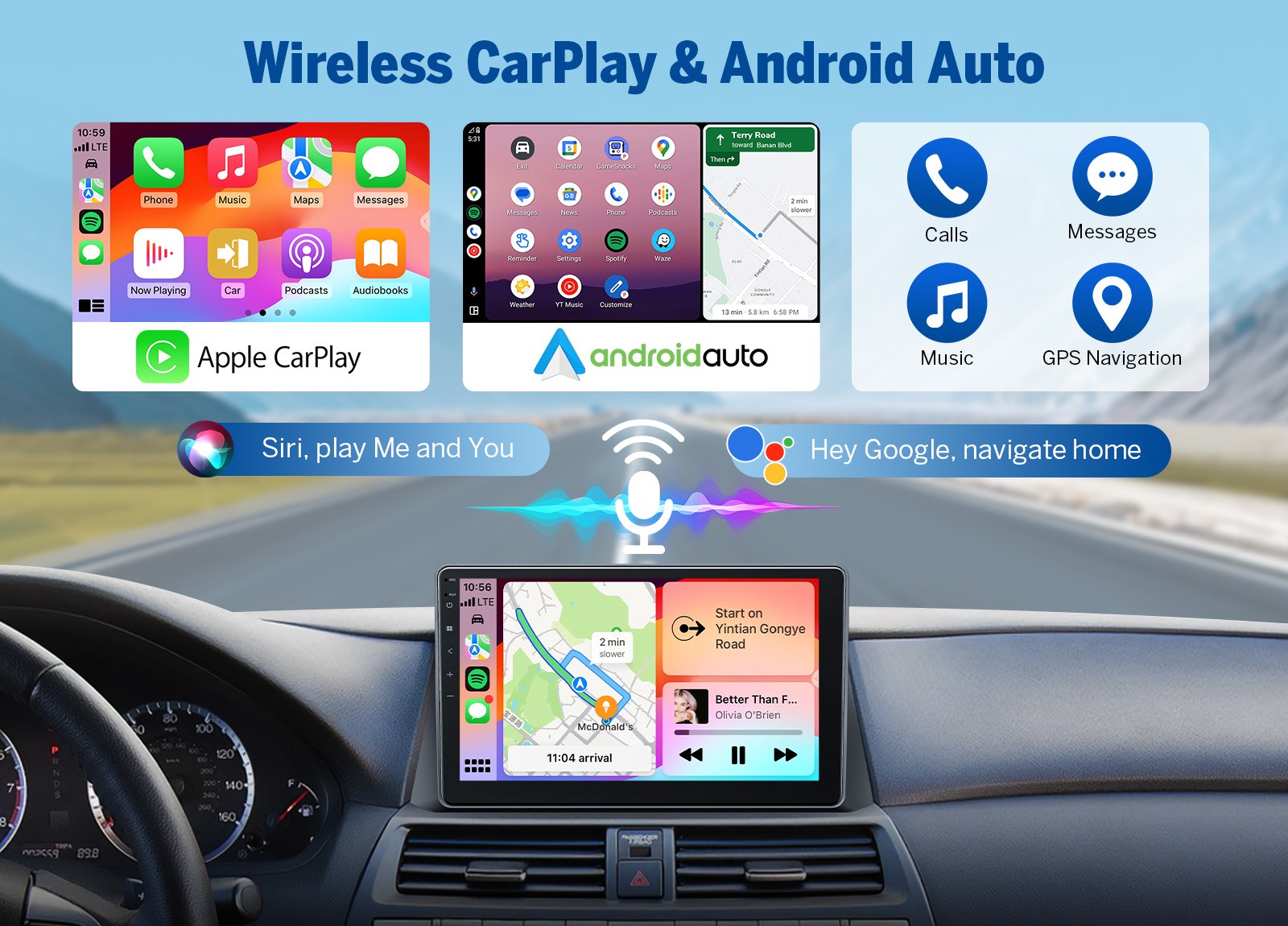 Eonon HAC2X7 10.1"Android 14 Car Radio GPS WiFi Head Unit for Honda Accord 08-12