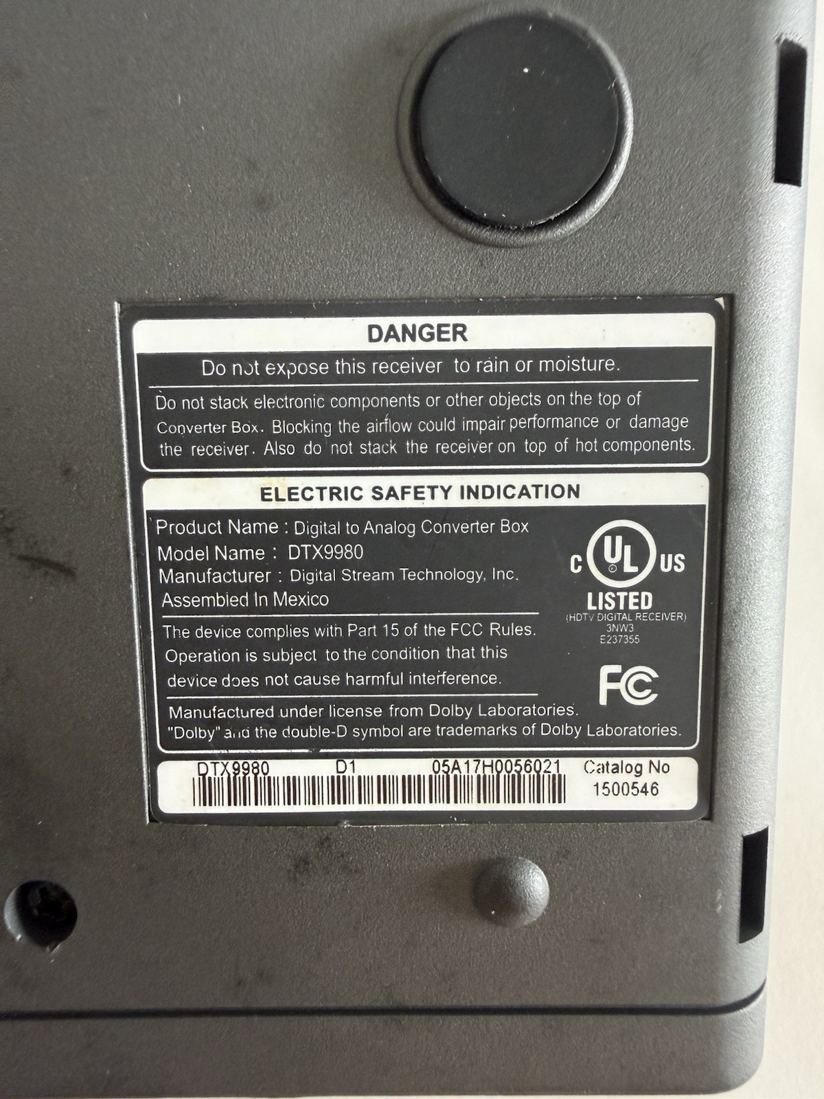 Digital Stream DTX9980 Analog Pass-Through DTV Converter Box Only Replacement