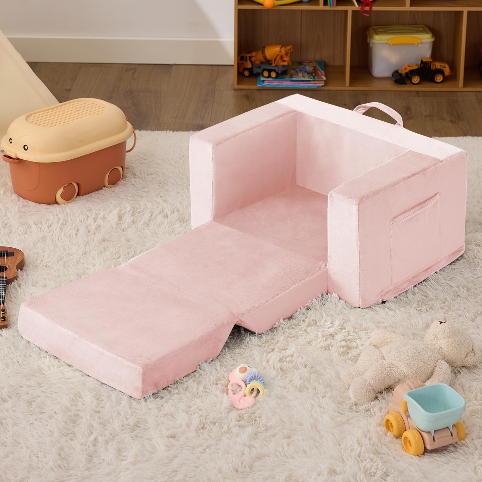 Kids Couch, 2-in-1 Toddler Chair Comfy 1-3 Years, Convertible Kids Chair, Tod...