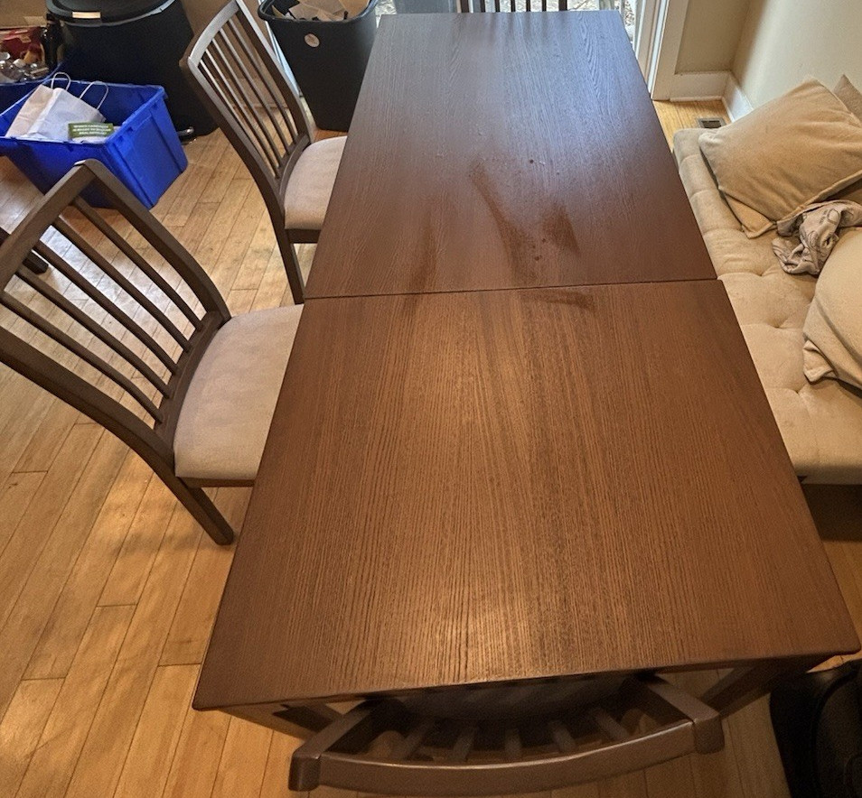Contemporary Brown Wood Dining Table Set Matte Finish with 4 Chairs and Bench
