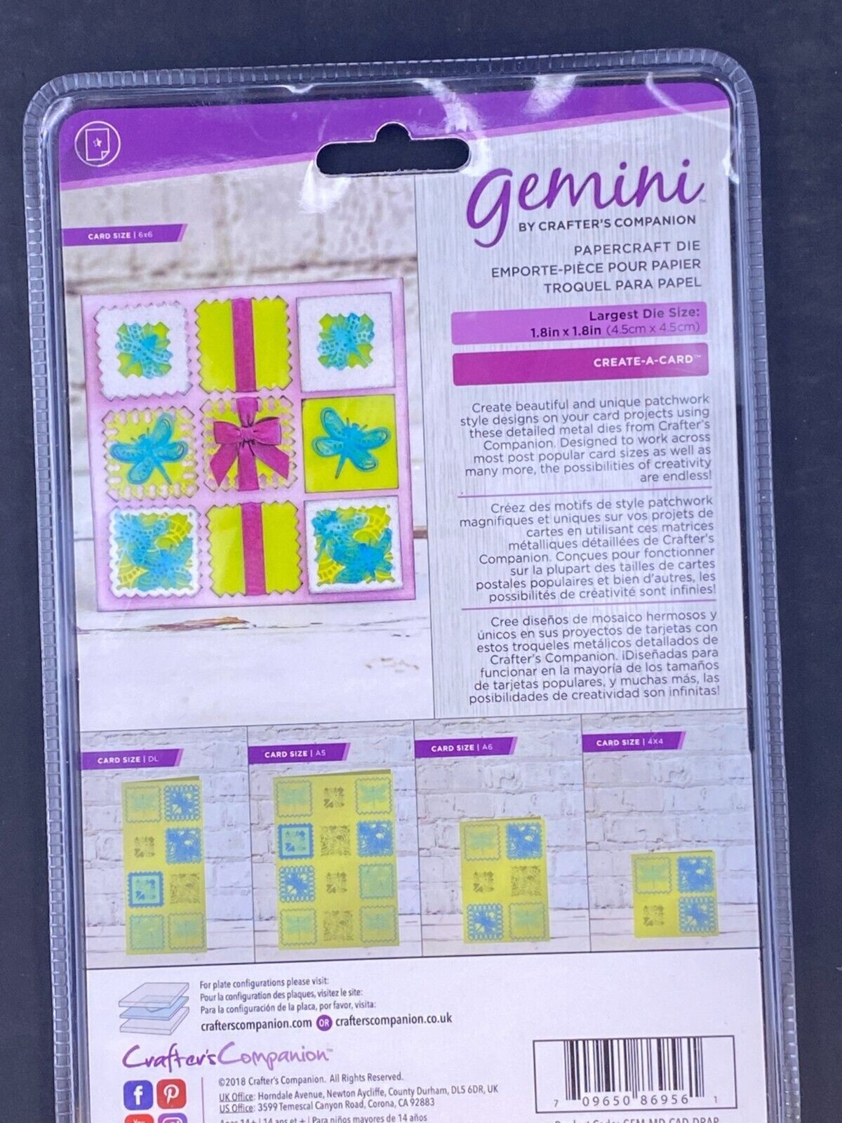 Crafter's Companion Gemini Dragonfly Patchwork Create a Card Cut Craft Die
