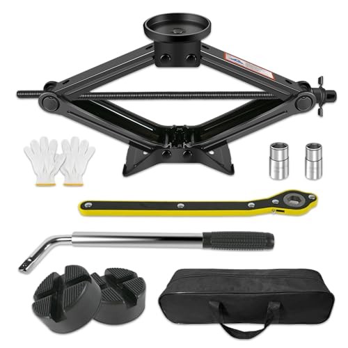 Car Jack Kit 2.5 Ton (5512 lbs) with Rubber Jack Pad,Emergency Kit Tire