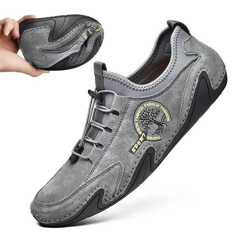 Mens Casual Shoes Leather Sneakers Handmade Breathable Mens Loafers Boat Shoes