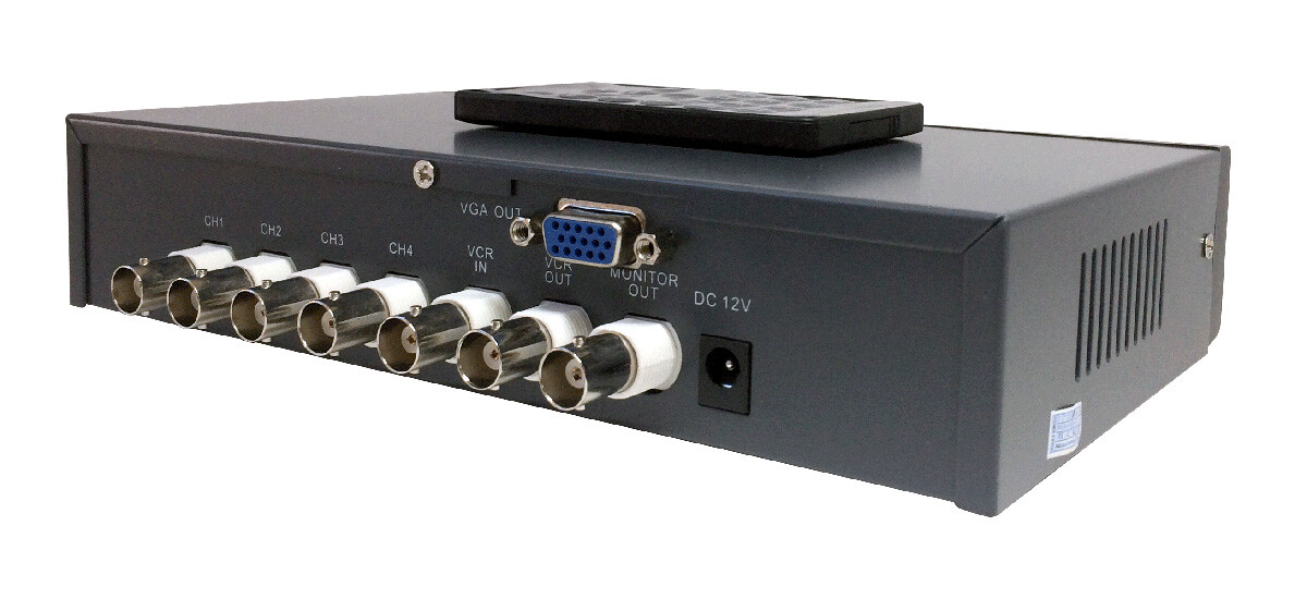 4-Channel BNC Multi-View Split-Screen Video Multiplexer │BNC Out + VGA Out