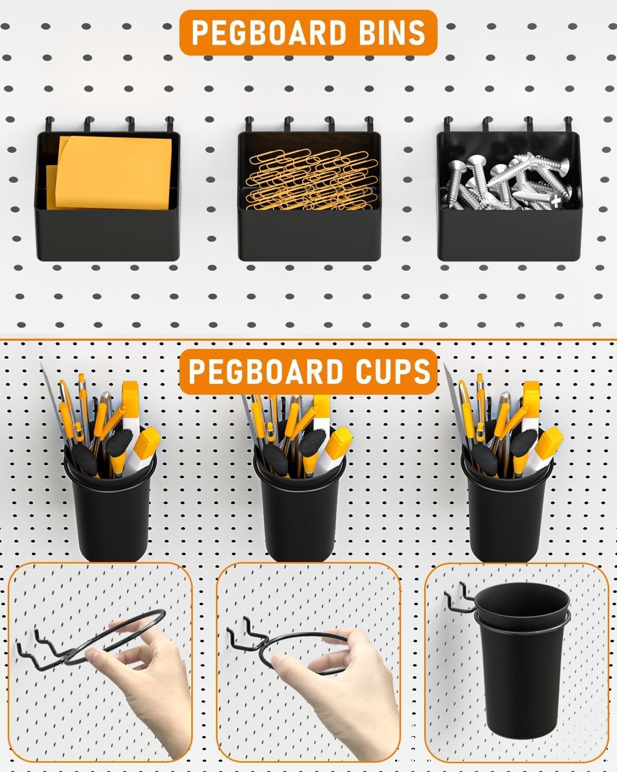 Versatile Pegboard Hooks and Baskets Set - 30 Pieces for Craft and Tool Storage