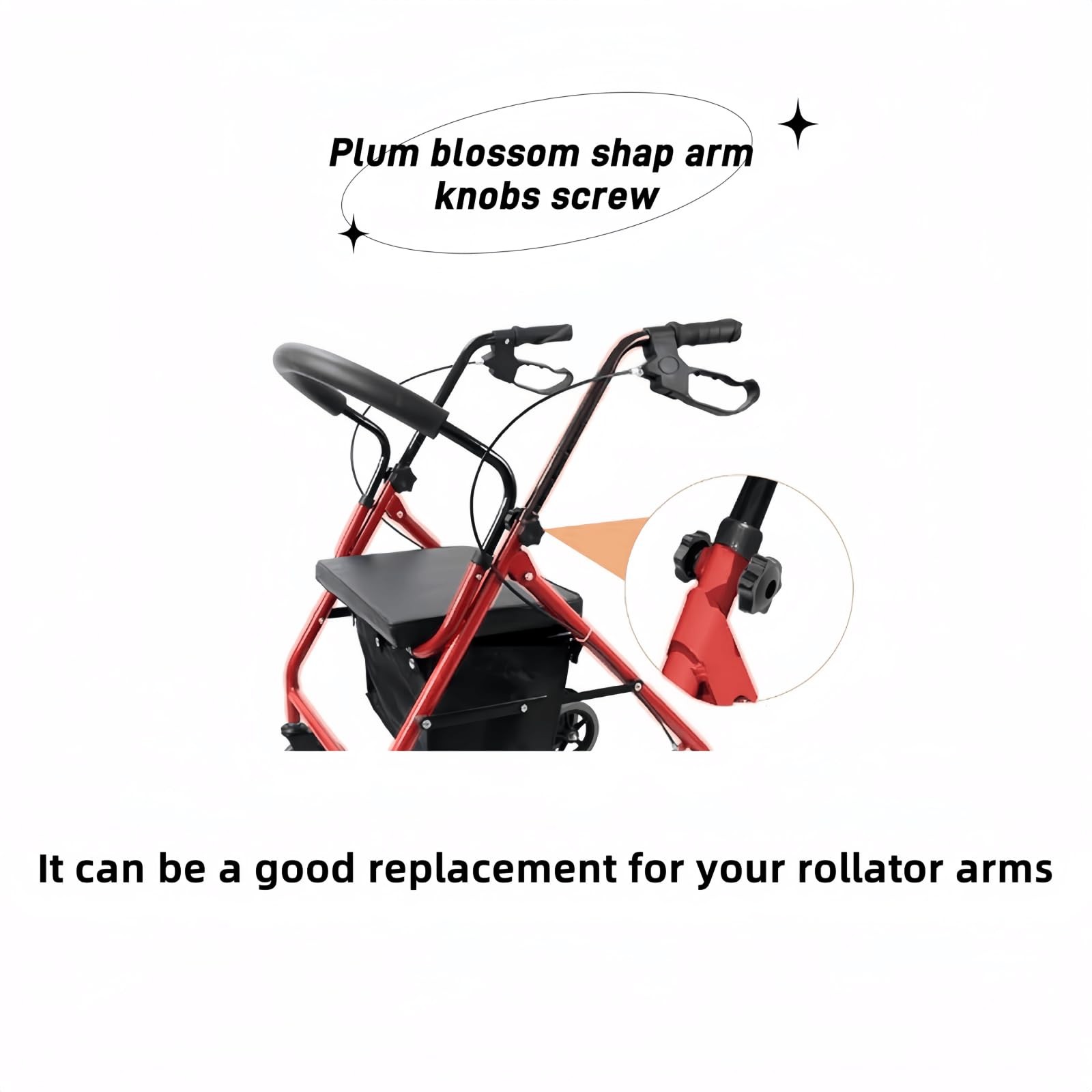 SZHSYJY 2 Set Replacement Arm Adjustment Knobs,Universal Rollator Hand Black