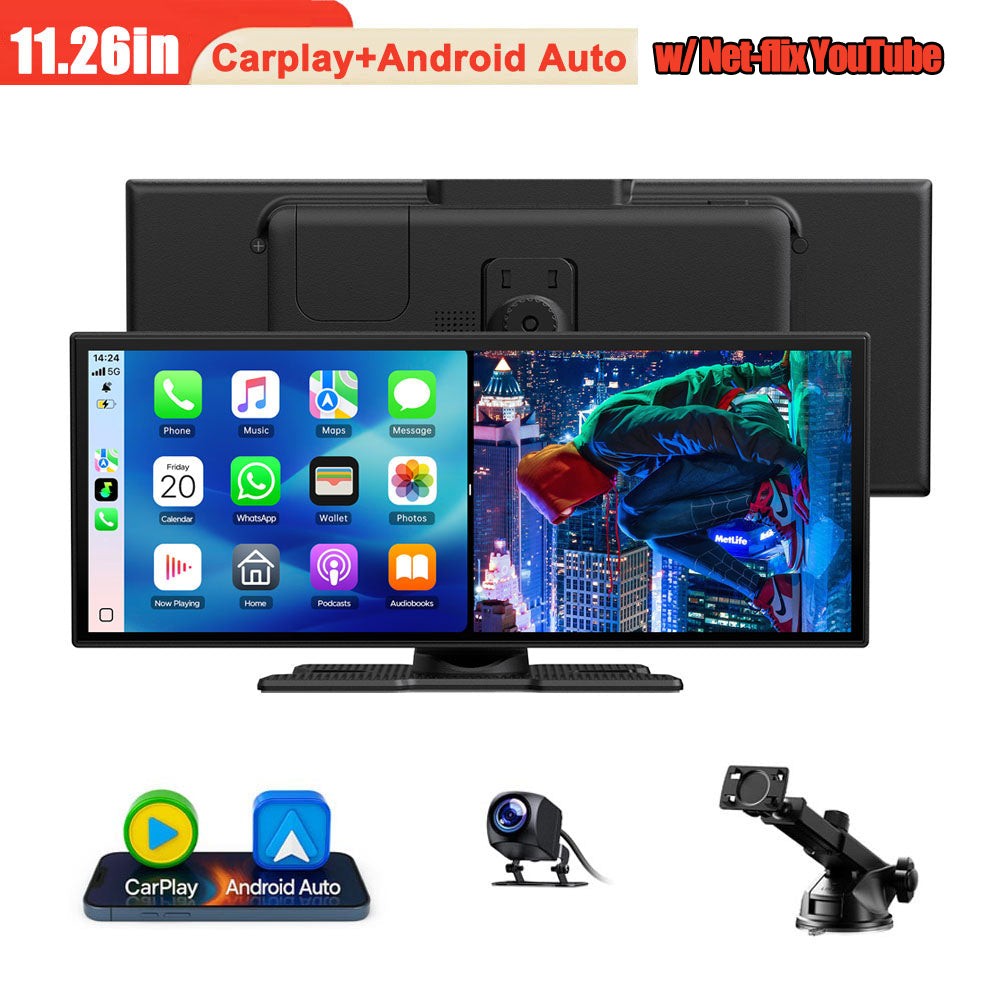 11.26" TouchScreen Wireless Apple Carplay Portable Car Stereo w/Net-flix YouTube
