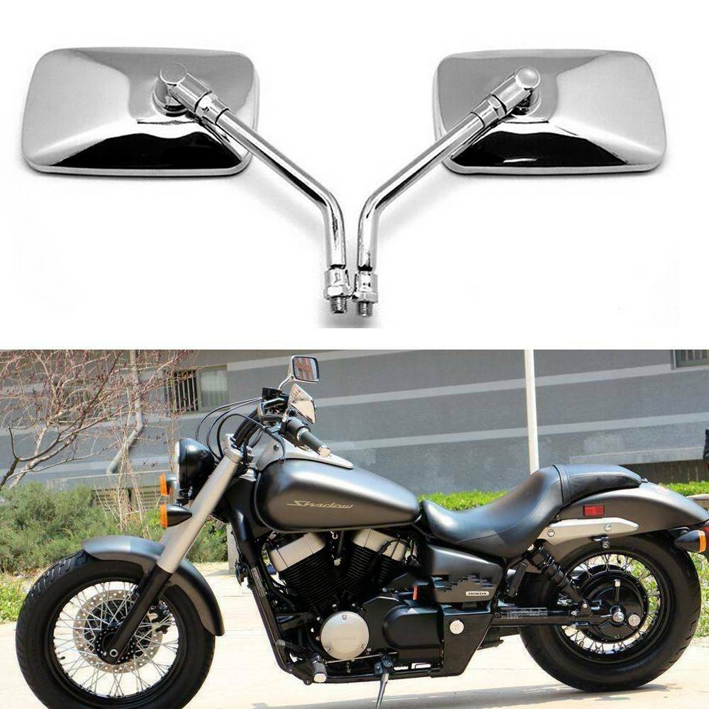 For Honda VTX1300 VTX1800 Motorcycle Rectangle Rear view Mirrors Chrome 10mm ATV