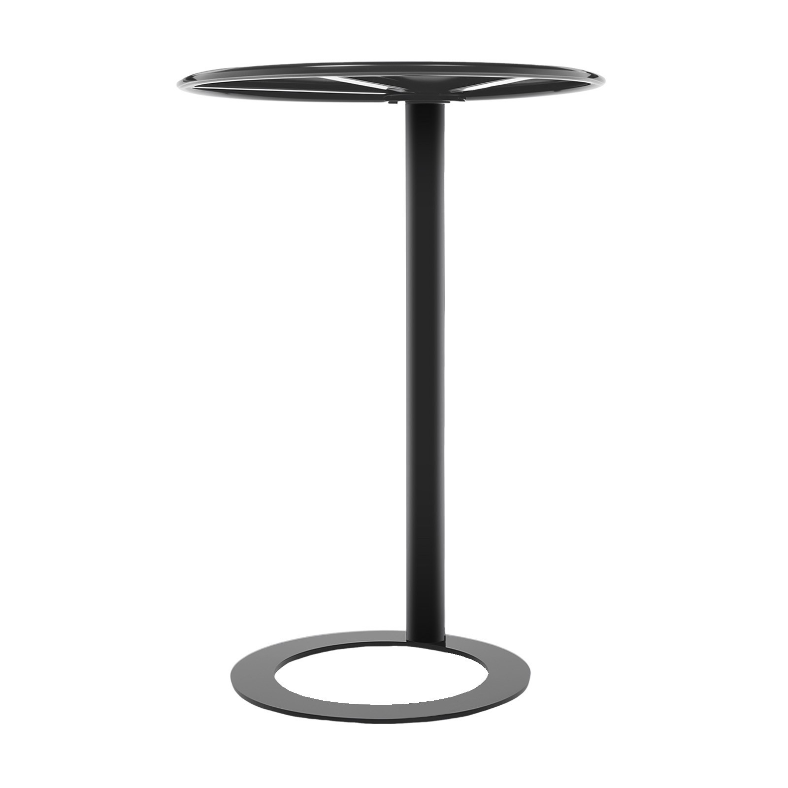 48x69cm Round Side Table Black Side Table for Small Spaces with O-shaped Base