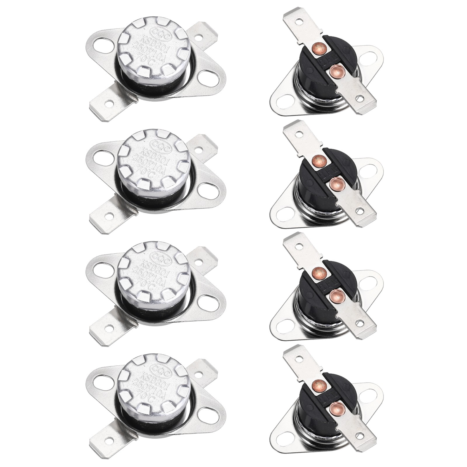 8PCS Temperature Control Switch Thermostat, 70°C 10A N.C 6.3mm Pin